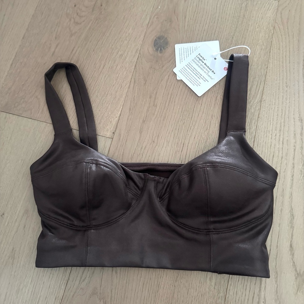NWT Lululemon Everlux Longline Workout Bra Light Support, A/B Cup *Matte Foil - Picture 3 of 7